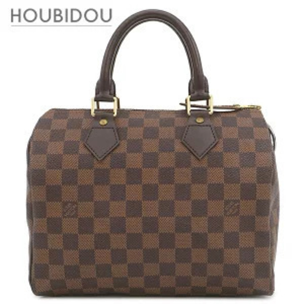 Louis Vuitton Speedy Handbag Damier Canvas Ebene Brown Boston Bag